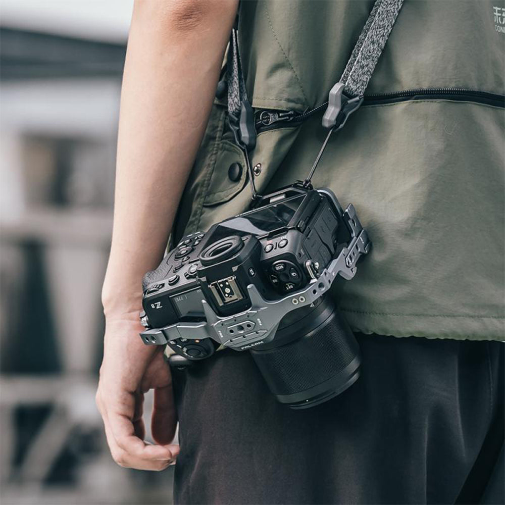 Falcam QR Quick Release Formfitting Full Camera Cage L-Bracket Bottom Plate Aluminum Alloy for Nikon ZF Z8 Z6 III Mirrorless Camera with F22 F38 F50 QR Interfaces, Cold Shoe Mount, 1/4"-20 Threads ARRI Locating Pin and Wrist Strap Slots