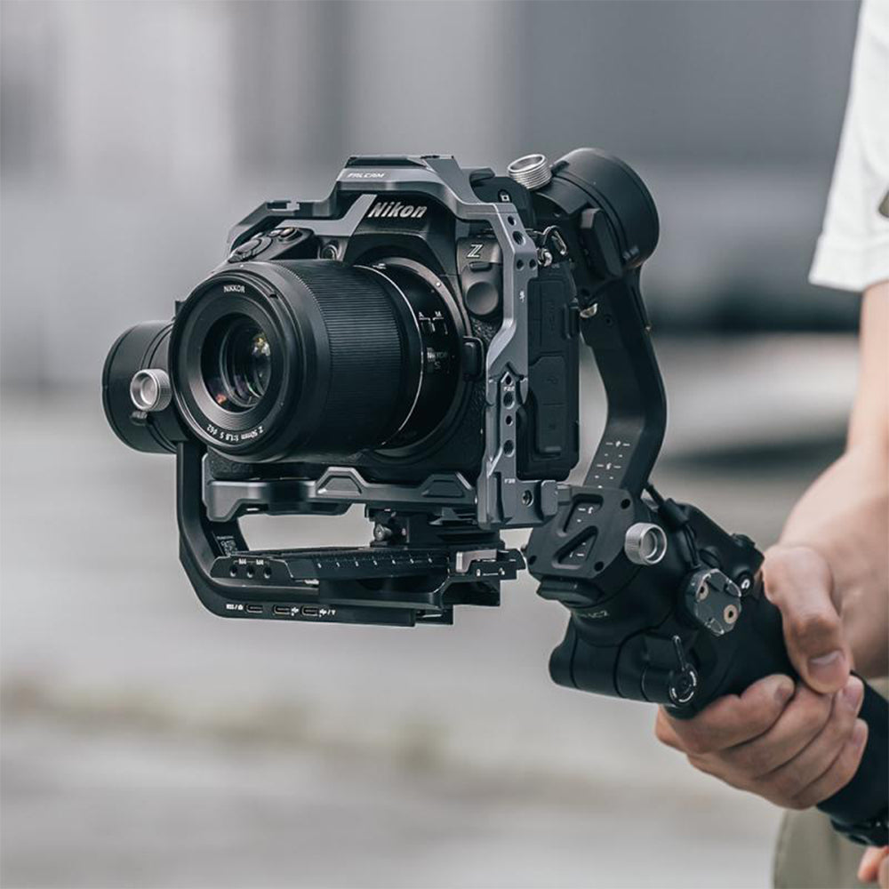 Falcam QR Quick Release Formfitting Full Camera Cage L-Bracket Bottom Plate Aluminum Alloy for Nikon ZF Z8 Z6 III Mirrorless Camera with F22 F38 F50 QR Interfaces, Cold Shoe Mount, 1/4"-20 Threads ARRI Locating Pin and Wrist Strap Slots