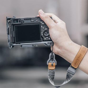 Falcam Quick Release Formfitting Camera Cage L-Bracket Bottom Plate Aluminum Alloy for Sony Alpha A7 A7S A7R A7C II A6700 and FX3 FX30 Mirrorless Cameras F22 F38 F50 QR Interface Mounts, Cold Shoe Mount, 1/4"-20 Threads & Wrist Strap Slots