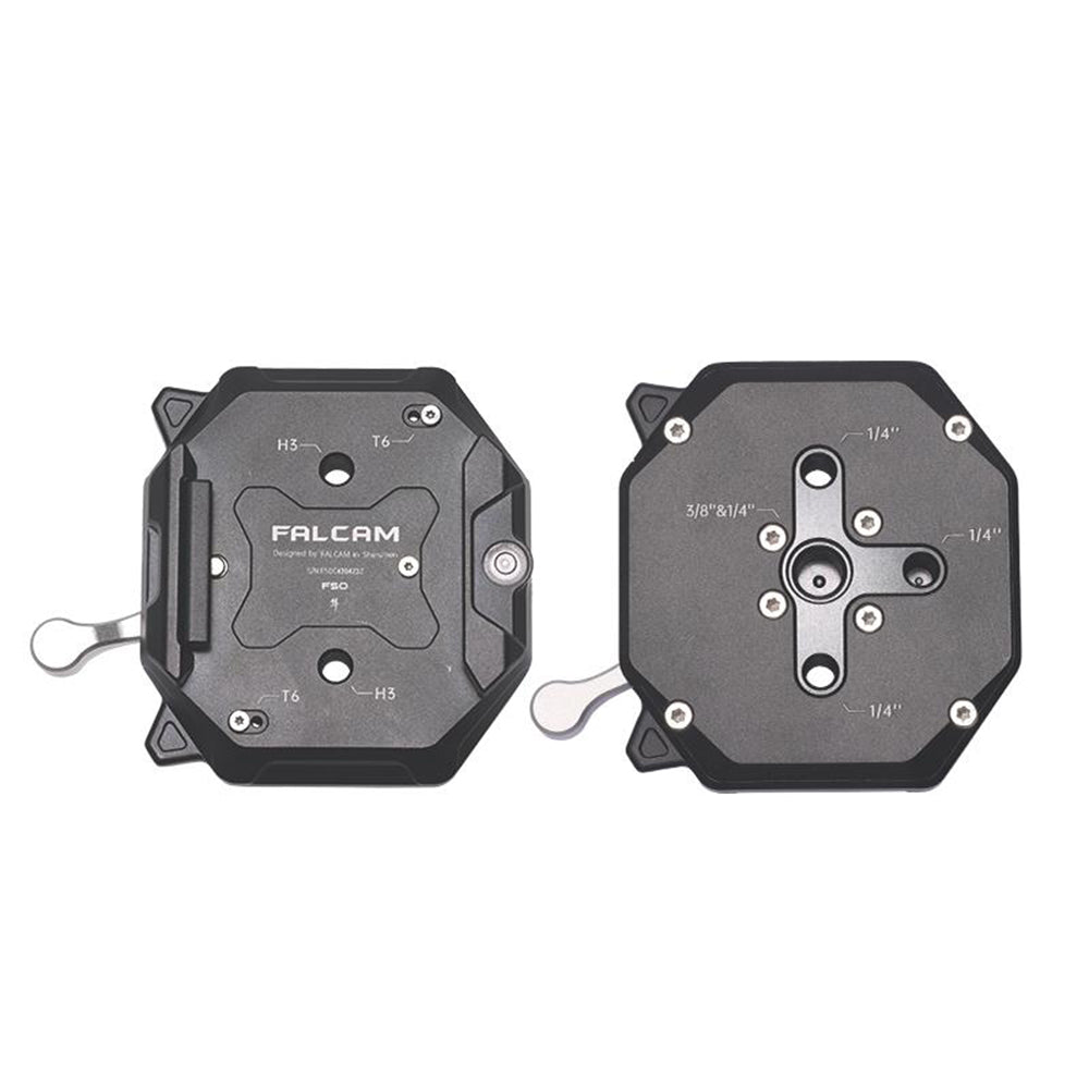 Falcam F50 Long / Square QR Quick Release Base and Plate Kit Set with Click Locks, Heavy Duty Aluminum Alloy, Max 50Kg Payload, 50N-M Tortiol Strength, Manfrotto 501-Style Plate Compatible, 1/4"-20 3/8"-16 Threaded Holes, Non Slip Pads | JG Superstore