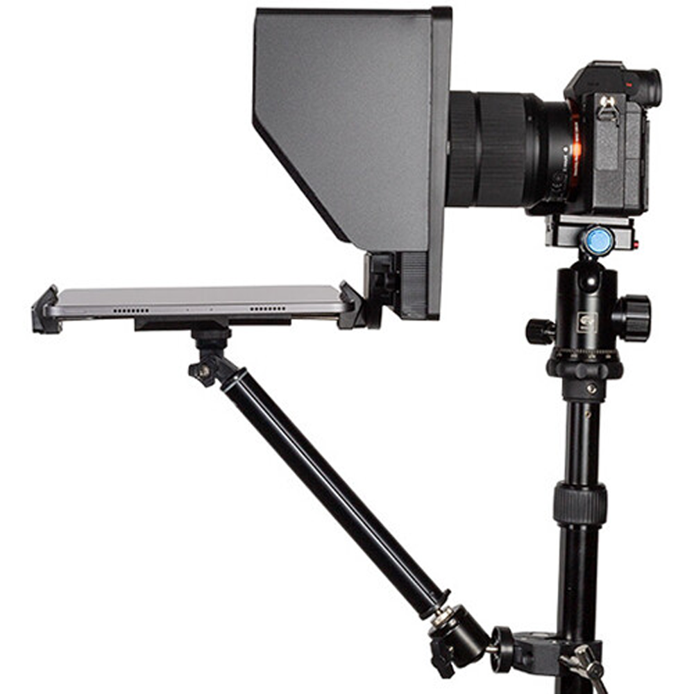 FEELWORLD TP10 Portable 10" Folding Teleprompter Supports 11" Smartphone Tablet (Diagonal Measurement) for Phone & Camera Shoot with Lens Adapter Set