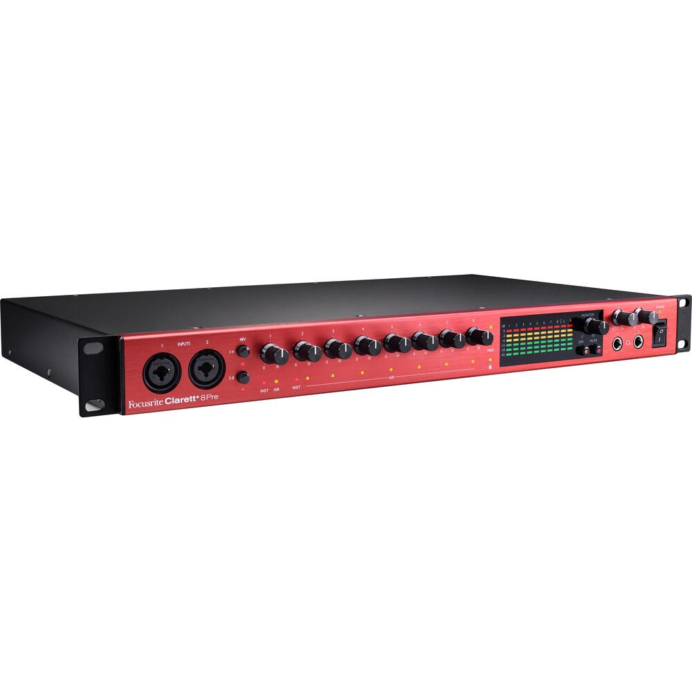 Focusrite Clarett+ 8Pre 8 In / 10 Out USB Type-C Audio / MIDI Interface, 24-bit / 192kHz Conversion, 124dB Dymic Range, Air Mode with Phantom Power, MIDI, S/PDIF, ADAT I/O for Singers, Musicians, Bands, Project Studios & Producers
