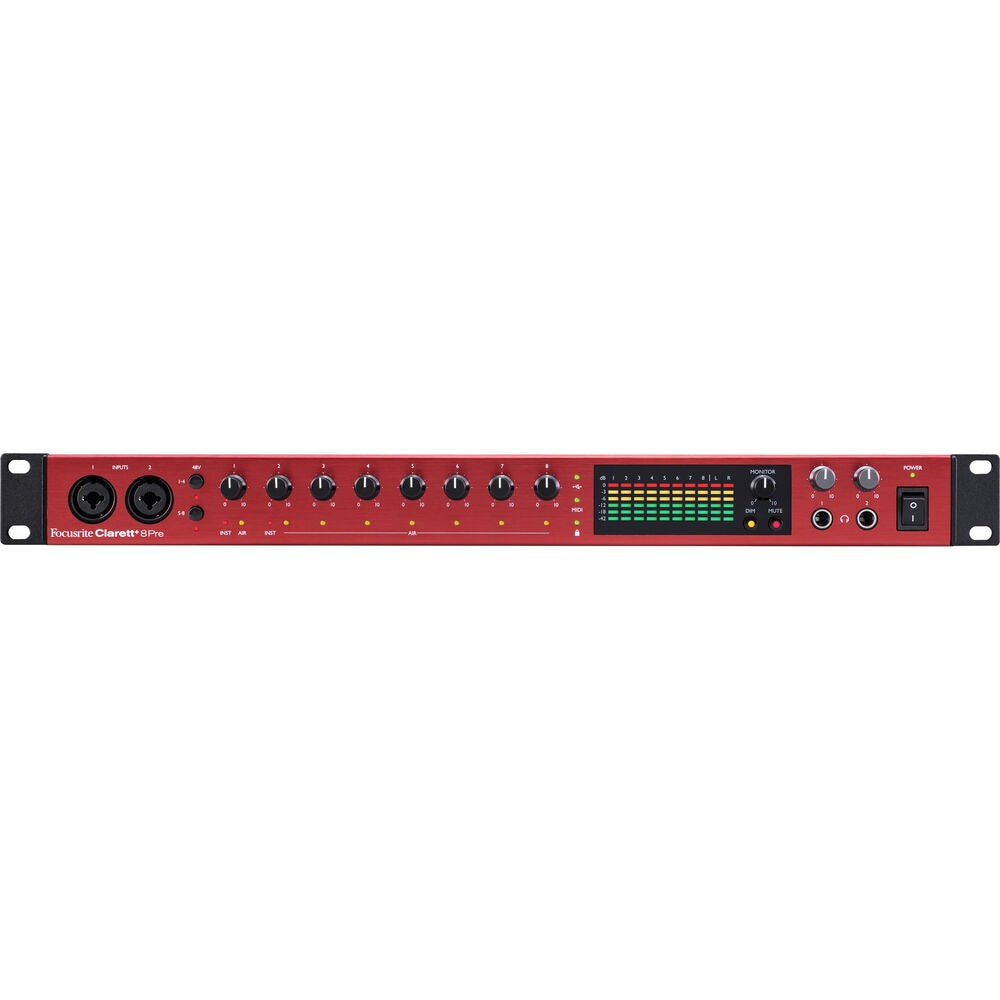 Focusrite Clarett+ 8Pre 8 In / 10 Out USB Type-C Audio / MIDI Interface, 24-bit / 192kHz Conversion, 124dB Dymic Range, Air Mode with Phantom Power, MIDI, S/PDIF, ADAT I/O for Singers, Musicians, Bands, Project Studios & Producers