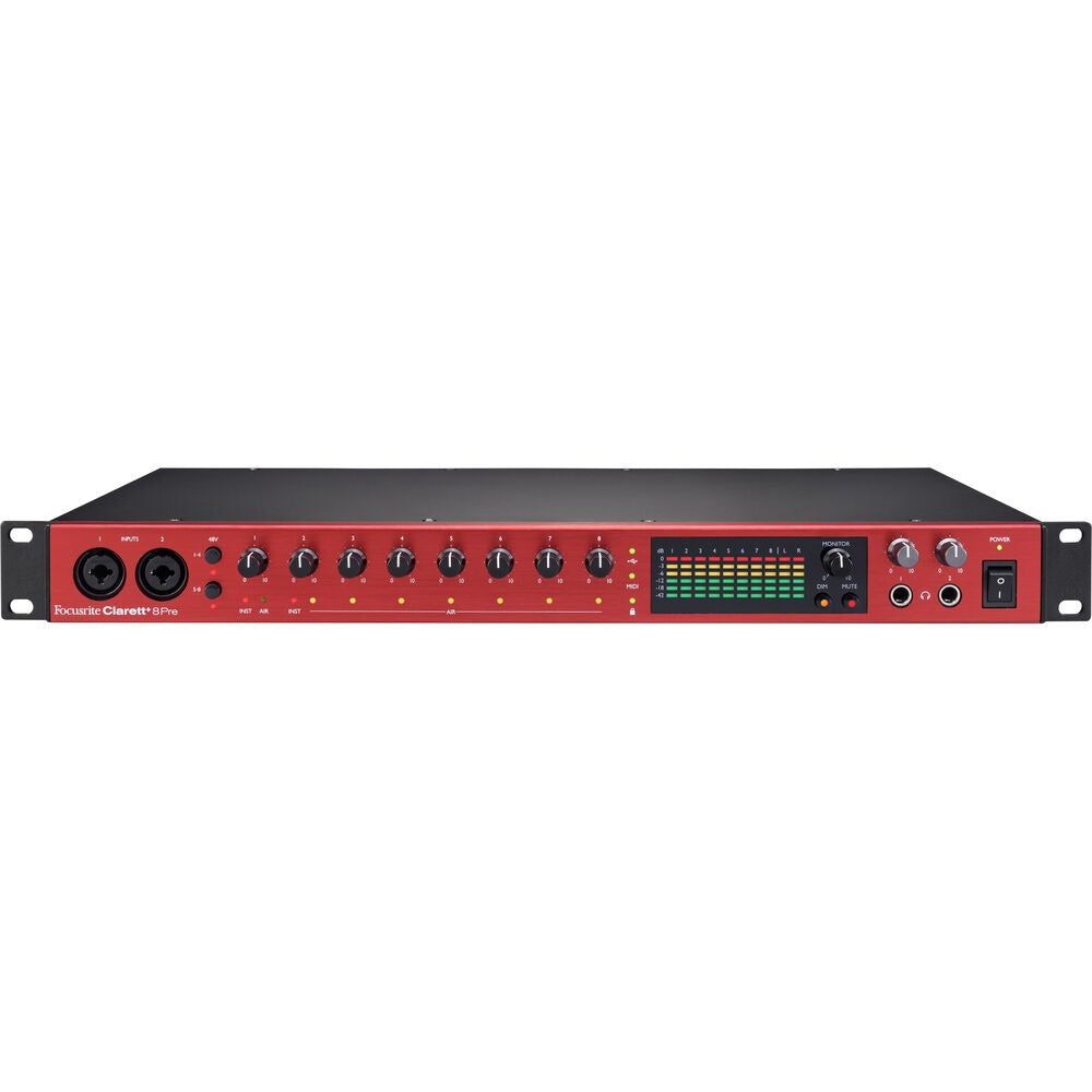Focusrite Clarett+ 8Pre 8 In / 10 Out USB Type-C Audio / MIDI Interface, 24-bit / 192kHz Conversion, 124dB Dymic Range, Air Mode with Phantom Power, MIDI, S/PDIF, ADAT I/O for Singers, Musicians, Bands, Project Studios & Producers