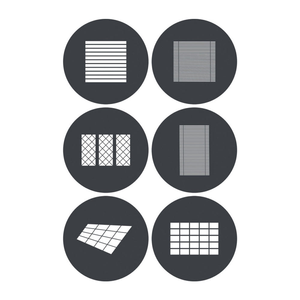 Godox GP-GS4 Gobo Set Spotlight Attachment Mount (6PCS) with Six Different Window Patterns,148mm Diameter for MG1200Bi LED Monolight for Photo, Video, Film