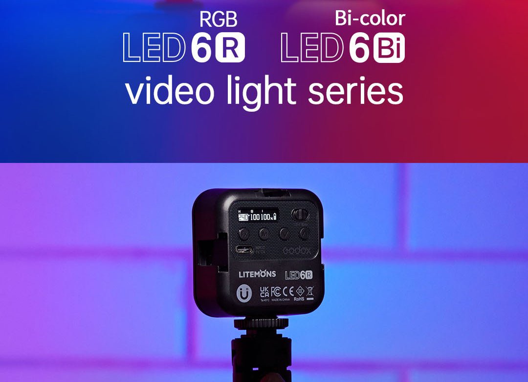 Godox LED6Bi Litemons Bi-Color Pocket Sized LED Video Light (3200 to 6500K) 1800mAh Lithium Battery