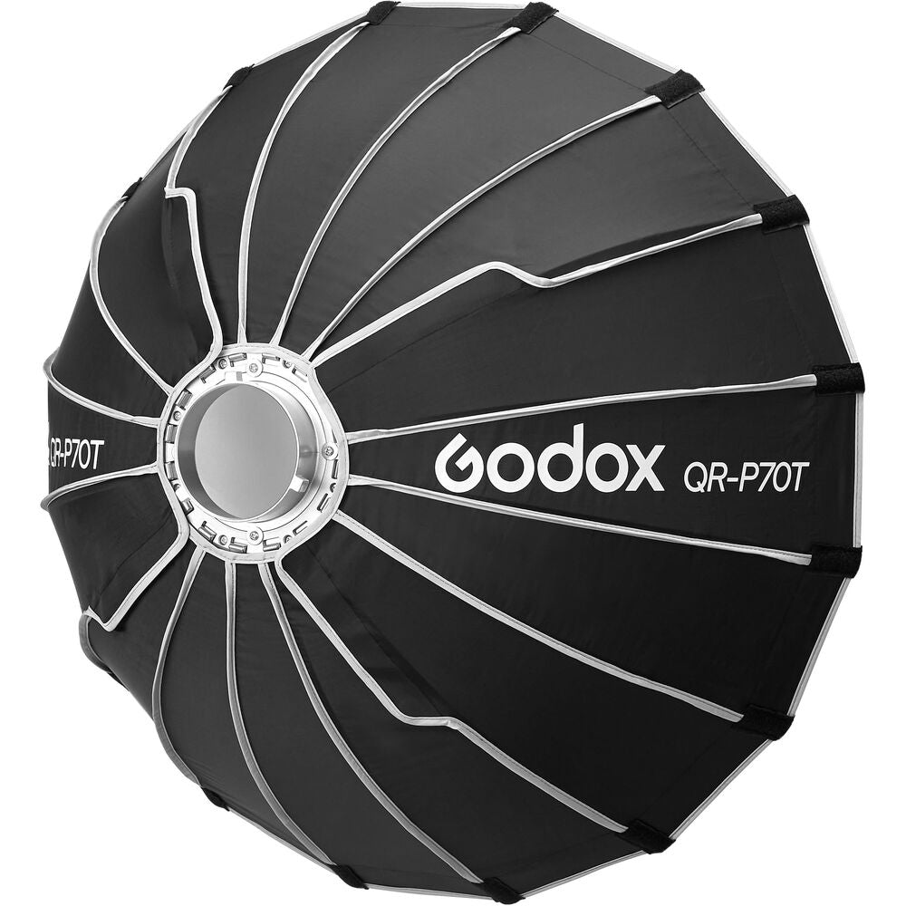 Godox 60CM 70CM 90CM Foldable Quick Release Bowens Mount Parabolic Umbrella Softbox with Front and Inner Diffusers, Silver Interior for Photography QR-P60T QR-P70T QR-P90T