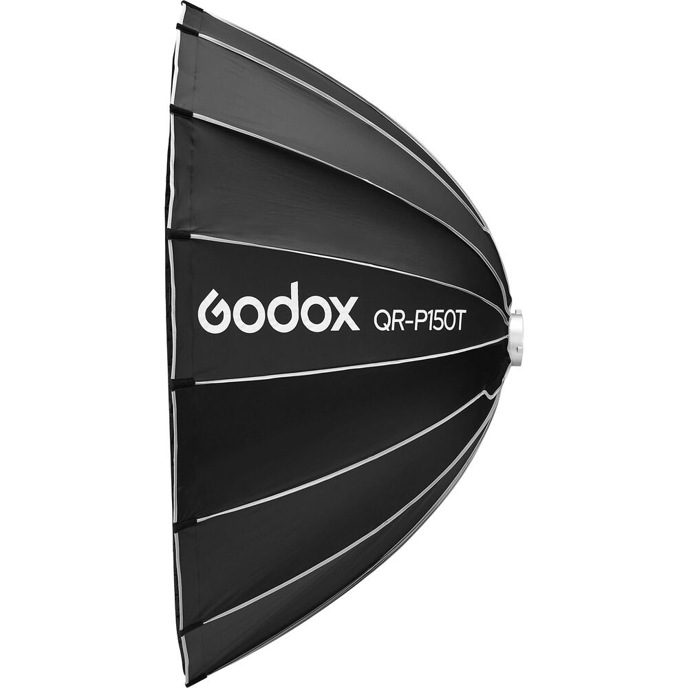 Godox 120CM 150CM Foldable Quick Release Bowens Mount Parabolic Umbrella Softbox with Front and Inner Diffusers, Silver Interior for Photography QR-P120T QR-P150T
