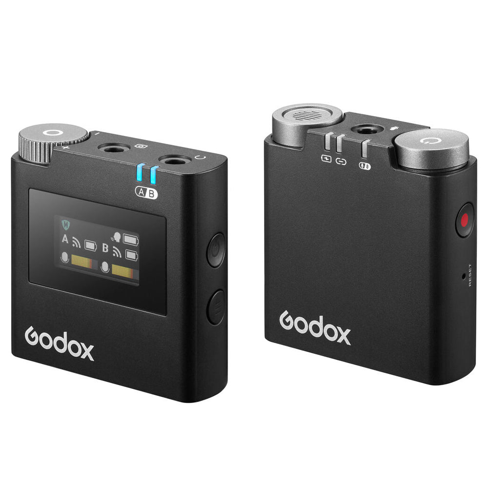 Godox Virso M2 Double Omnidirectional Wireless Dual-Channel Lavalier Microphone System with Belt Clip Mounts, 3.5mm TRS AUX and USB-C Ports, and up to 200m Max Range and 17H Max Battery