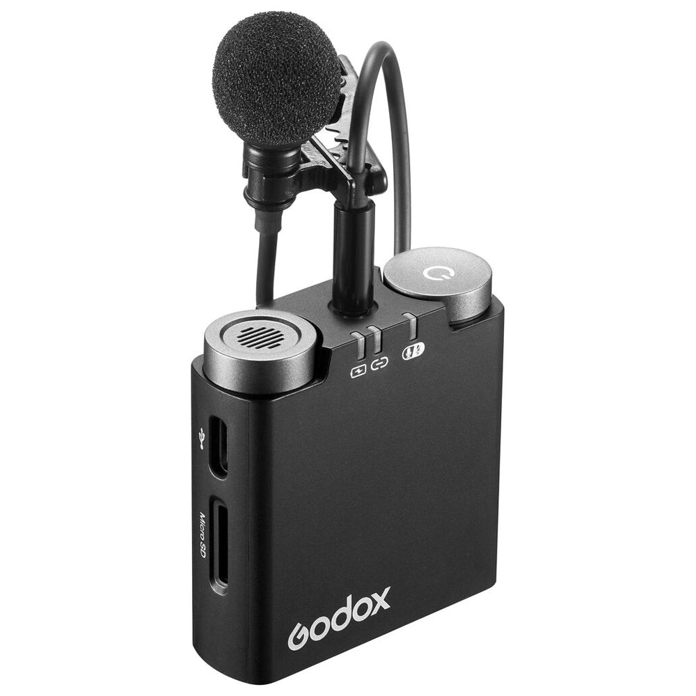 Godox Virso S M2 Double Omnidirectional Wireless Dual-Channel Lavalier Microphone System with Hot Shoe Mount, 3.5mm TRS AUX and USB-C Ports, and up to 200m Max Range and 17H Max Battery for Sony Cameras