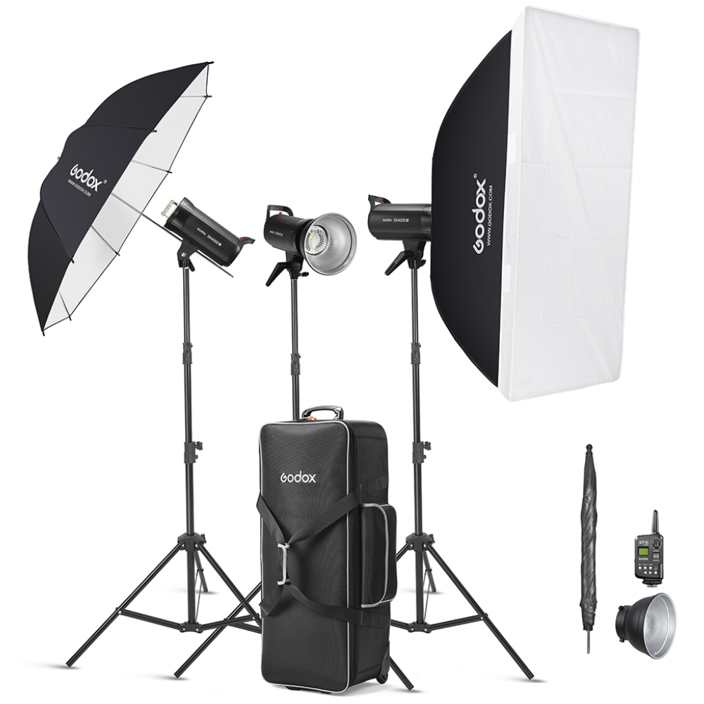 Godox SK400II-D SK400II-E Daylight 400W 3-Kit / 2-Kit 2.4G Strobe Flash Kits with Bowens S Front Accessory Mount, 5600K CCT Range, Anti-Preflash Function for Professiol Photography and Studio Lighting Equipment