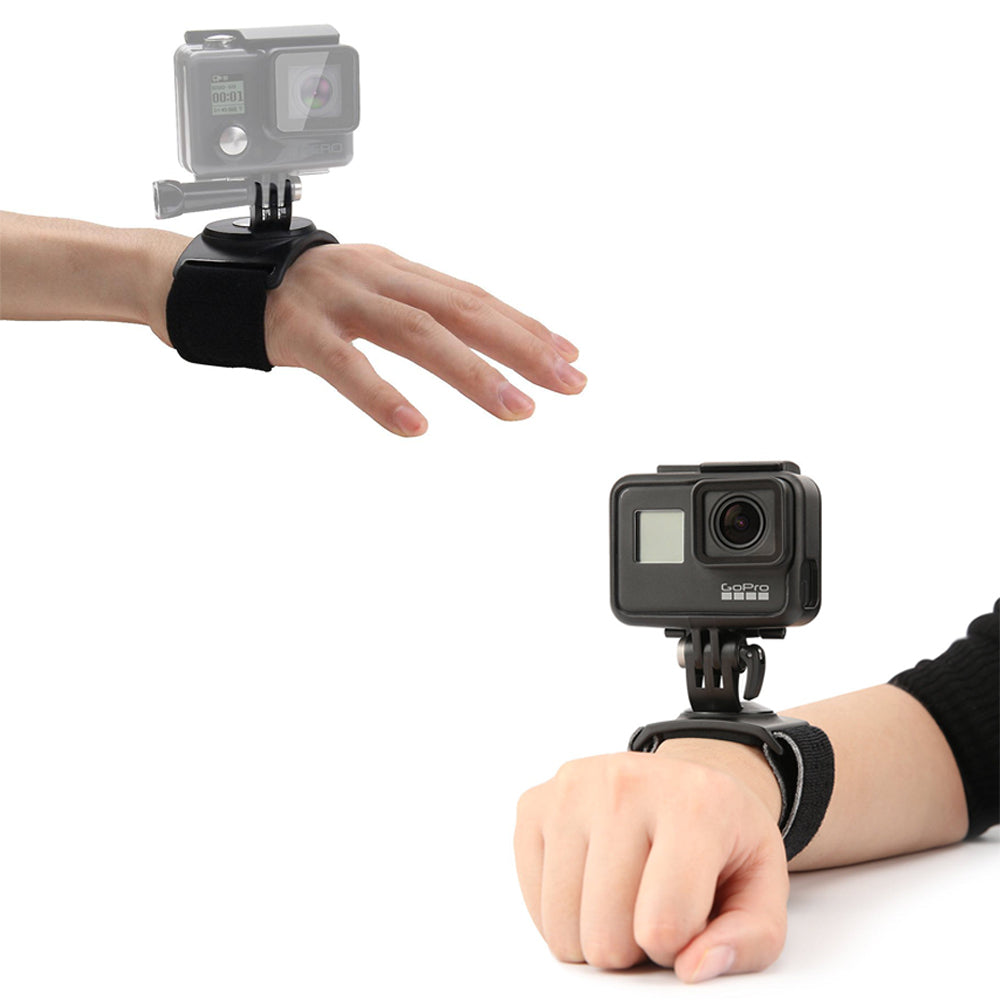 GoPro Hand + Wrist Strap with 360 Degree Rotating Mount fits most Adult Sized Hands for HERO 12 / 11 / 11 Mini / 10 / 9 and MAX Action Cameras | AHWBM-002