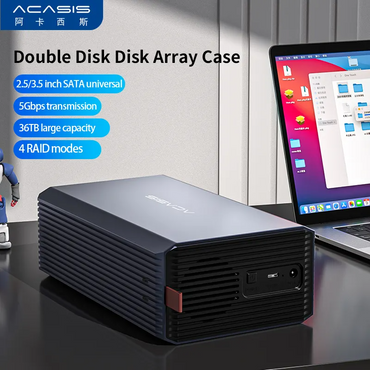 ACASIS EC-7352 USB-C Dual Bay 2.5 Inch / 3.5 Inch SATA Universal Hard Disk Drive Matrix Array Enclosure with 4 RAID Mode Dip Switch, 5Gbps High-Speed Data, Driver-Free and Support for Up to 36TB  HDD / SSD Capacity for PC Desktop Data