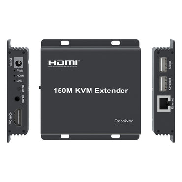 ArgoX 1080p HDMI KVM Extender Full HD Video Transmitter Receiver with Up to 150m Transmission Range, RJ45 Ethernet Lan Network Port, Bi-Directional IR, USB Keyboard and Mouse Control for PC, TV, Monitor, Laptop | HDES31