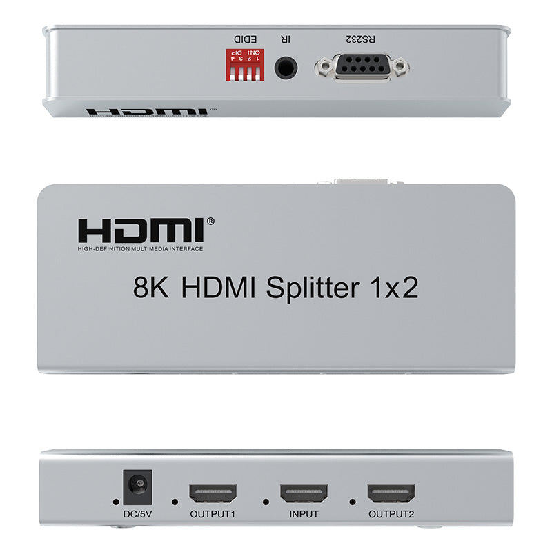 ArgoX Ultra HD 2.0 HDMI Splitter 1X2 / 1X4 / 1X8 - 8K 60Hz Input Video Switcher with IR Control Function, Supports HDR 3D Video Format, EDID Management, Output Downscaling for TV, Monitor, Projector, PC | HDSP8K-2 HDSP8K-4 HDSP8K-8