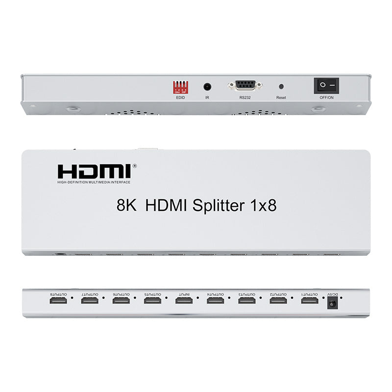 ArgoX Ultra HD 2.0 HDMI Splitter 1X2 / 1X4 / 1X8 - 8K 60Hz Input Video Switcher with IR Control Function, Supports HDR 3D Video Format, EDID Management, Output Downscaling for TV, Monitor, Projector, PC | HDSP8K-2 HDSP8K-4 HDSP8K-8