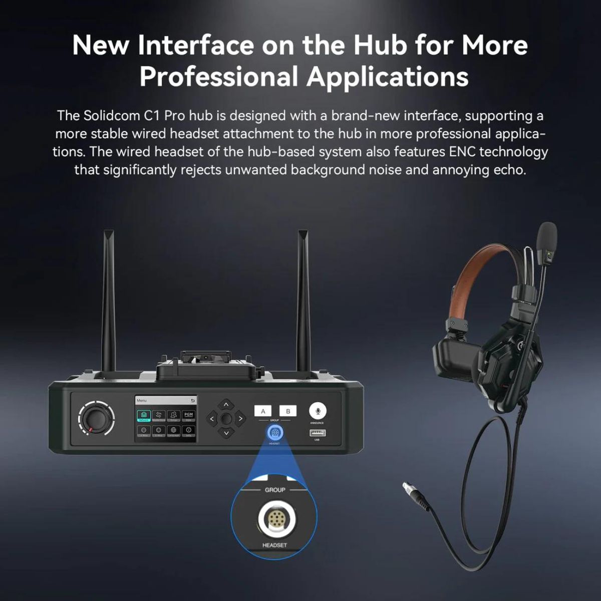 Hollyland Solidcom C1-PRO 6S / C1-PRO 4S / C1-PRO 8S-HUB 1.9GHz True Wireless DECT Intercom System Headsets Full-Duplex with Push-to-Talk Function, Two-Mic Environmental Noise Cancellation for Professional Filmmaking