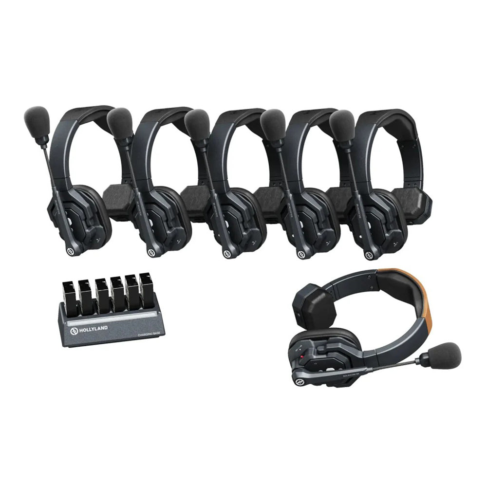 HOLLYLAND SOLIDCOM SE 1.9GHz 8-Person Wireless Intercom System Full-Duplex with 1 Master / 7 Slave Headsets, PTT Push-to-Talk, 350M Transmission Range, ENC Noise Cancellation for Professiol Filmmaking - 4S | 6S | 8S