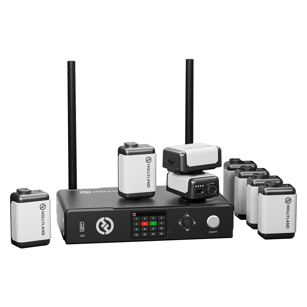 HOLLYLAND 4 / 8 Light 16 Channel Multi-Camera Wireless Tally Light System with Max 800m Sigl Transmission, RJ45 / DB25 / USB-C Ports, Adaptive Frequency Hopping, Smart Sequence Learning and 8Hrs Battery Life for Live Broadcasting, Filmmaking
