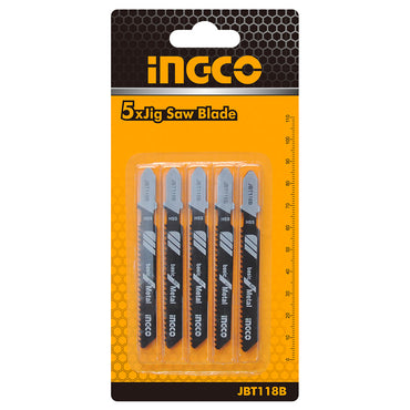 INGCO 50mm Jig Saw Blade (5pcs/Set) for Metal with HSS, Wavy Set, Milled Medium-thick Sheet Metal | JBT118B