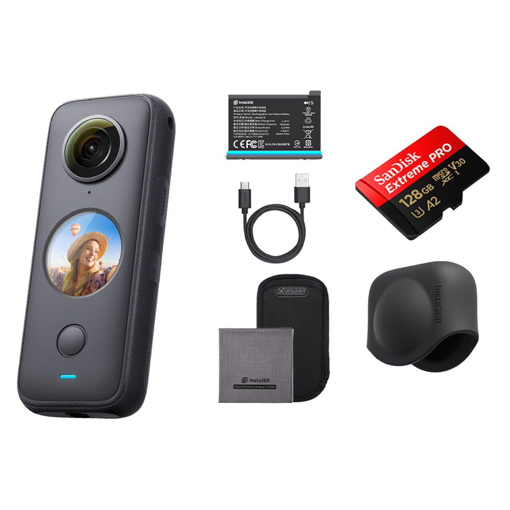 Insta360 ONE X2 Pocket 360 Camera Waterproof Steady Cam 5.7K 30fps with Stabilization, AI Editing, Deep Track, HDR Support, 4 Mics