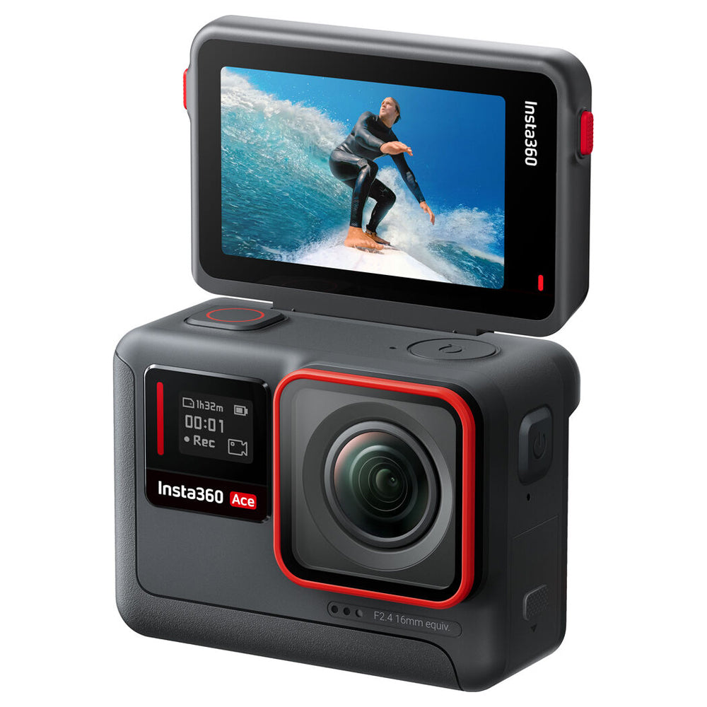 Insta360 Ace Waterproof Smart Action Camera with 1/2" Sensor, 16mm F2.4, 4K120fps, 6-Axis Gyroscope, 1700mAh Battery Capcity, 2.4" Flip Screen, Advance AI System, Wi-Fi & Bluetooth 5.2