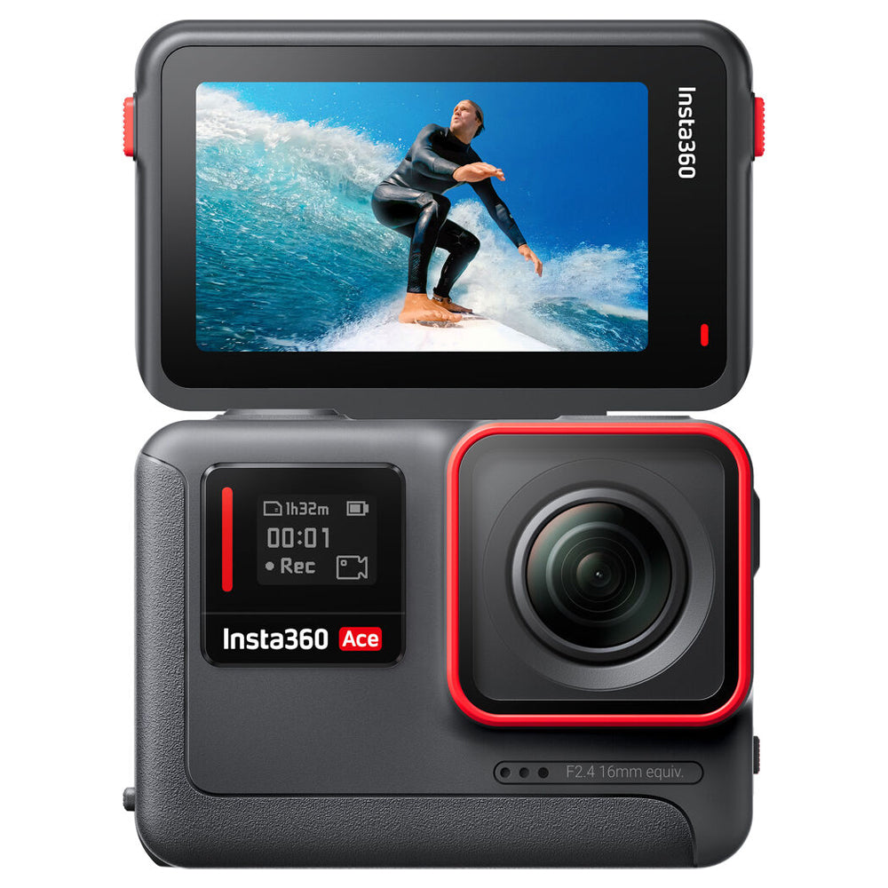 Insta360 Ace Waterproof Smart Action Camera with 1/2" Sensor, 16mm F2.4, 4K120fps, 6-Axis Gyroscope, 1700mAh Battery Capcity, 2.4" Flip Screen, Advance AI System, Wi-Fi & Bluetooth 5.2