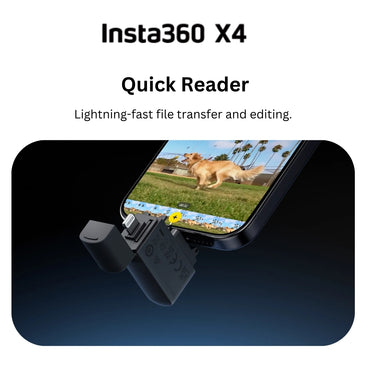 Insta360 X4 Quick Reader with microSD Memory Card Slot, Lightning for iPhone, and USB Type C for Android Smartphones and Action Camera CINSBBMB