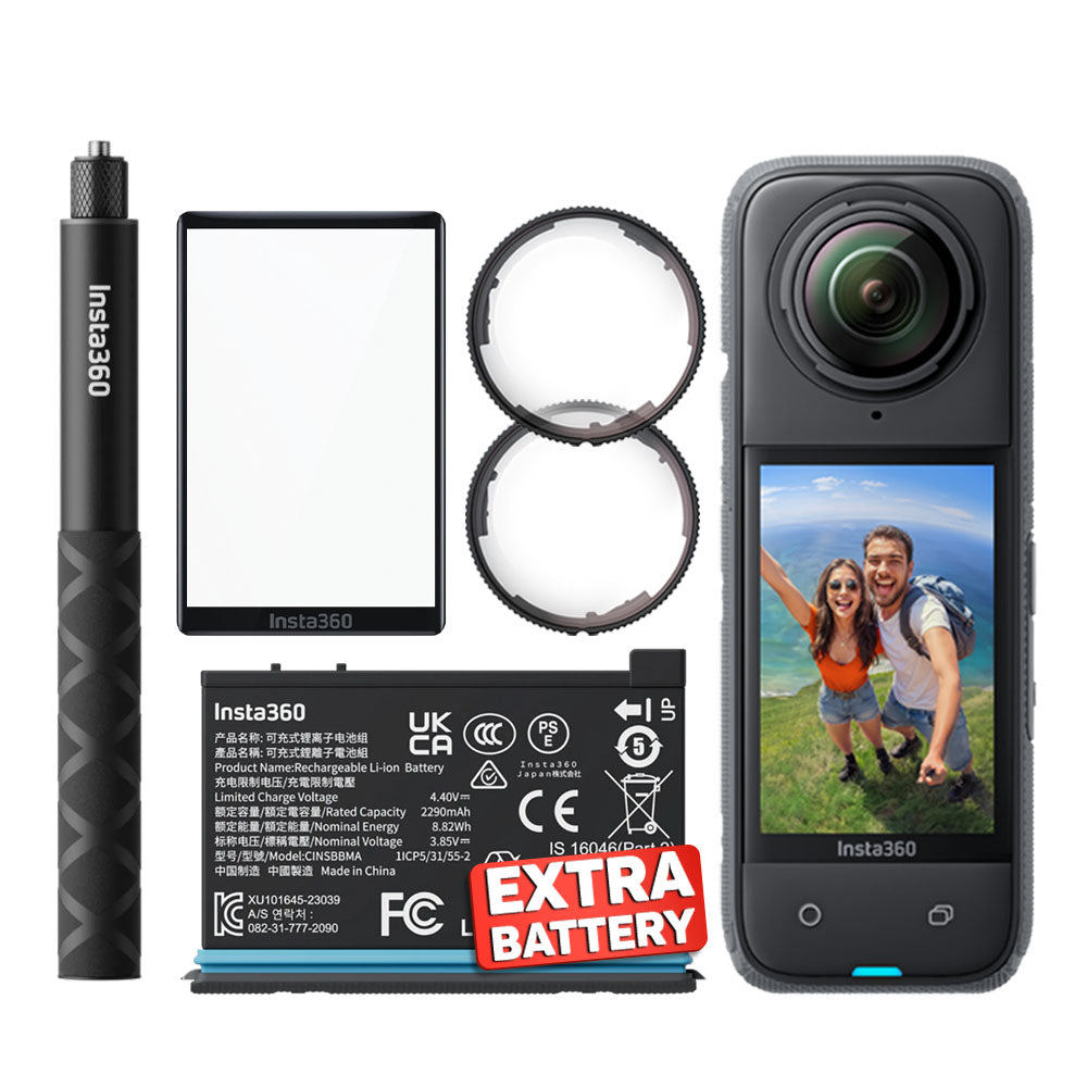 Insta360 X5 | X4 8K UHD 360° Action Camera with 72MP Photos, Active HDR, Dual Sensors, FlowState Image Stabilization, AI-Powered Reframing Tool, Horizon Lock & Invisible Selfie Stick Effect for Content Creation and Videographers