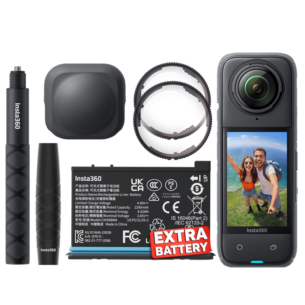 Insta360 X5 | X4 8K UHD 360° Action Camera with 72MP Photos, Active HDR, Dual Sensors, FlowState Image Stabilization, AI-Powered Reframing Tool, Horizon Lock & Invisible Selfie Stick Effect for Content Creation and Videographers