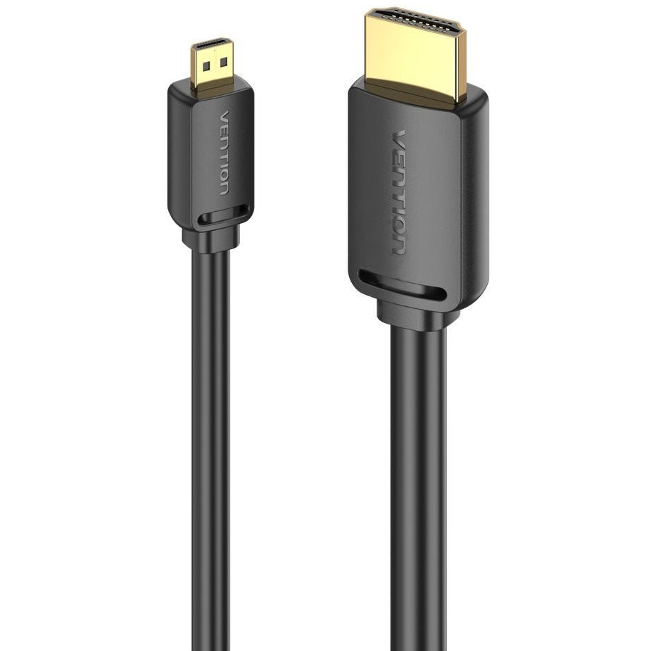 Vention 4K UHD 60Hz Micro HDMI to HDMI 2.0 Bidirectional Cable with HDR Support, 18 Gbps Bandwidth and Gold Plated Contacts for PC, Cameras, and Consoles (1.5 Meters) | AGIBG