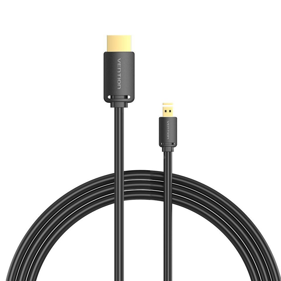 Vention 4K UHD 60Hz Micro HDMI to HDMI 2.0 Bidirectional Cable with HDR Support, 18 Gbps Bandwidth and Gold Plated Contacts for PC, Cameras, and Consoles (1.5 Meters) | AGIBG