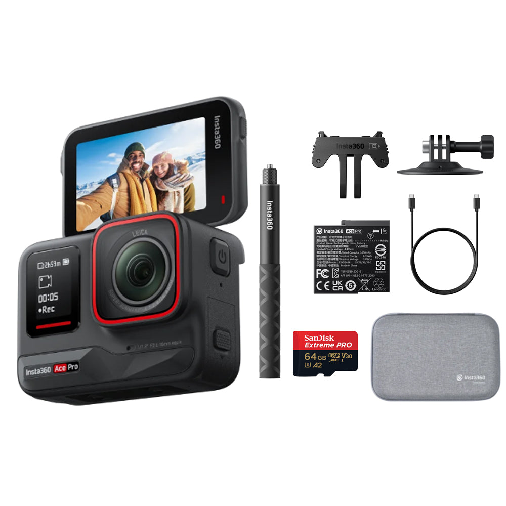 Insta360 Ace Pro 2 / Pro 8K AI-Powered Waterproof Action Camera with Leica Lens, 1/1.3" Sensor, FlowState Stabilization & Horizon Lock, Active HDR, Gesture & Voice Control, Flip Touchscreen