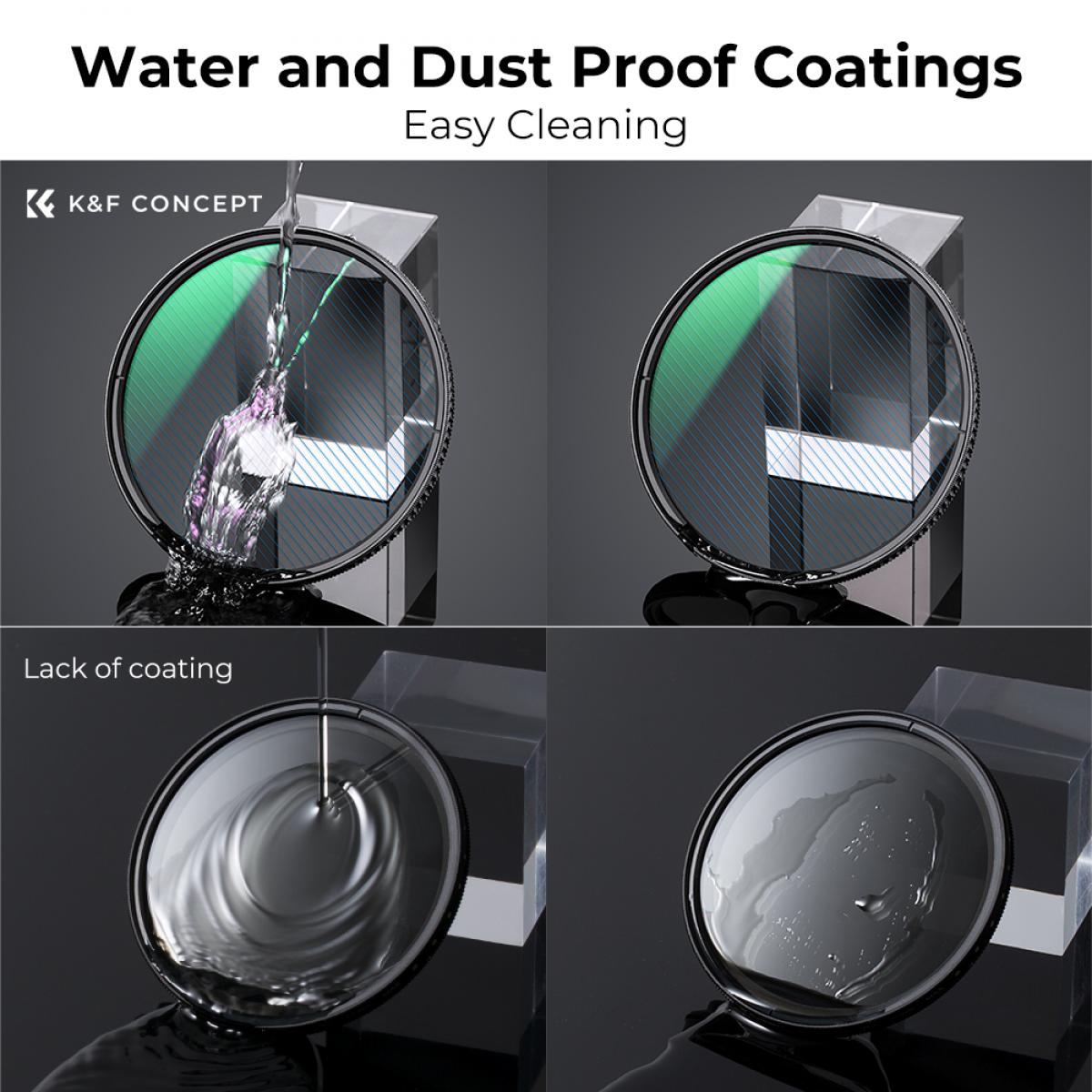 K&F Concept Nano X Series Blue Streak Multi-Layer Coating Lens Filter Ultra-Clear (2mm) Waterproof, Anti Scratch, and Anti-Reflection (49mm 52mm 55mm 58mm 62mm 67mm 72mm 77mm 82mm)