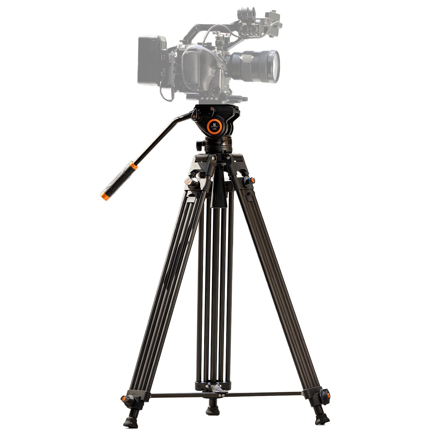 K&F Concept VA18+ VH081 Heavy Duty 3-Section Professional Tripod and Stabilized Mounting Fluid Video Head with 8kg Max Payload, 72" Max Height with Locking Knobs and QR Plates for Photography and Videography KF09-121