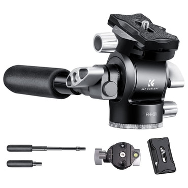 K&F Concept FH-01 Fluid Tripod Head with 5kg Max Payload, 1/4" Mounting Bolt and Arca Swiss Quick Release Plate for Photography and Videography KF31-048