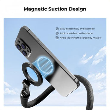 K&F Concept MS35 Magnetic Smartphone Flexible Bendable Mount Stand with Wireless Bluetooth Remote, 360° Rotation, Hands-Free Vlogging and Video Content Creation | KF31-134