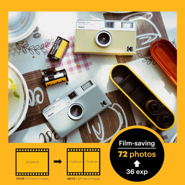 KODAK EKTAR H35 35mm Reusable Point & Shoot Analog Half Frame Film Camera with Max 72 Shots Exposures, Fixed Focus Wide-Angle Lens, Built-In Flash and Optical Viewfinder for Vintage Film Photography | Black, Brown, Off White, Sage, Sand
