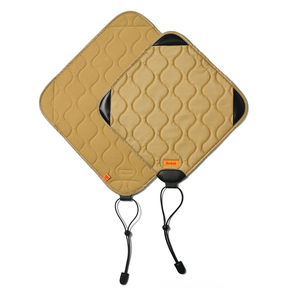 KODAK Camera and Lens Protective Cloth (L, M) Large, Medium Padded Polyester Water Repellent Fabric Wrap Hook-and-Loop Secure Fasteners and Elastic Cord | Light Gray, Khaki
