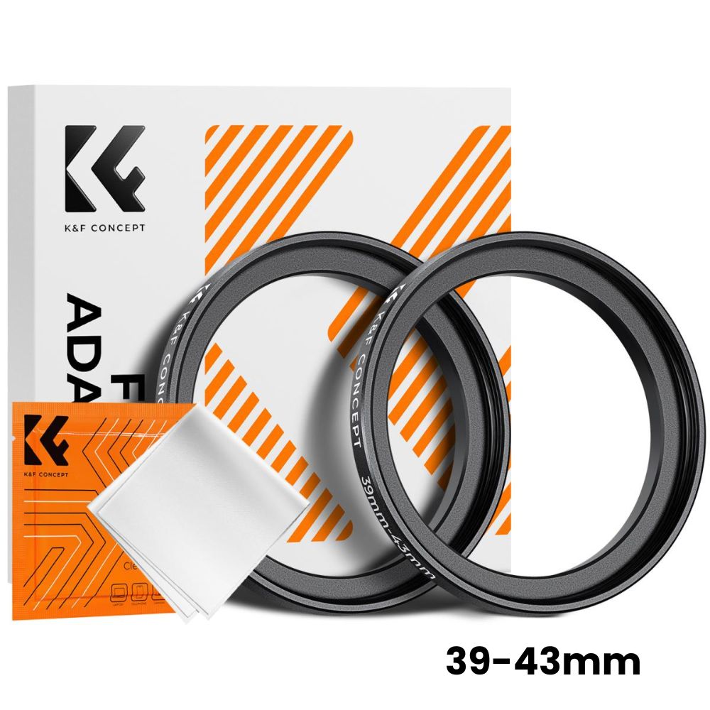 K&F Concept 2-PC Step-Up Rings (Small-to-Large) Aluminum Filter Adapters for Camera Lenses to fit Larger Lens Filters with Microfiber Cleaning Cloth & Storage Case