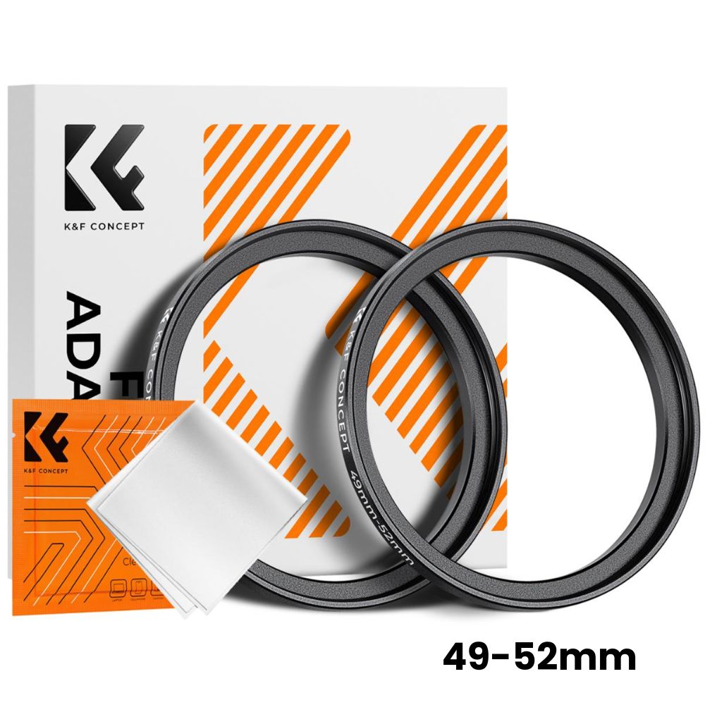 K&F Concept 2-PC Step-Up Rings (Small-to-Large) Aluminum Filter Adapters for Camera Lenses to fit Larger Lens Filters with Microfiber Cleaning Cloth & Storage Case