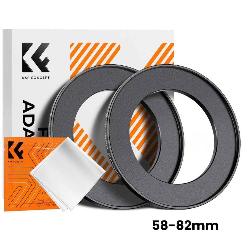 K&F Concept 2-PC Step-Up Rings (Small-to-Large) Aluminum Filter Adapters for Camera Lenses to fit Larger Lens Filters with Microfiber Cleaning Cloth & Storage Case