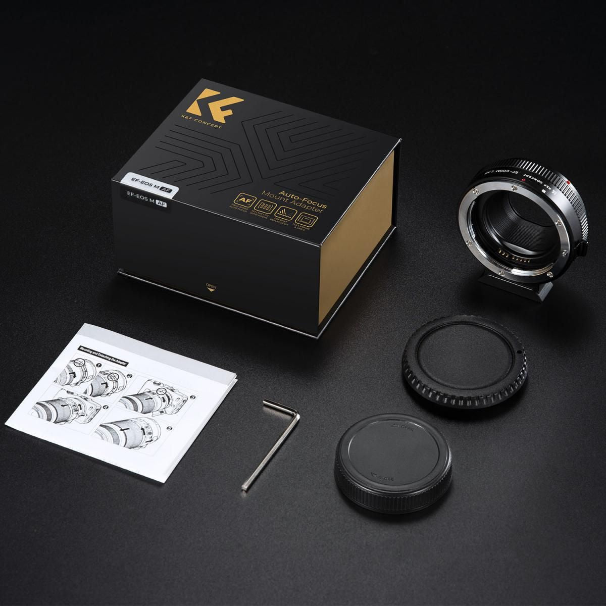 K&F Concept EF-EOS M High-Speed Auto Focus Adapter for Canon EF / EF-S Lens to M Mount Full Frame & APS-C Camera EOS M3 M5 M6 M10 M50 M100 M200