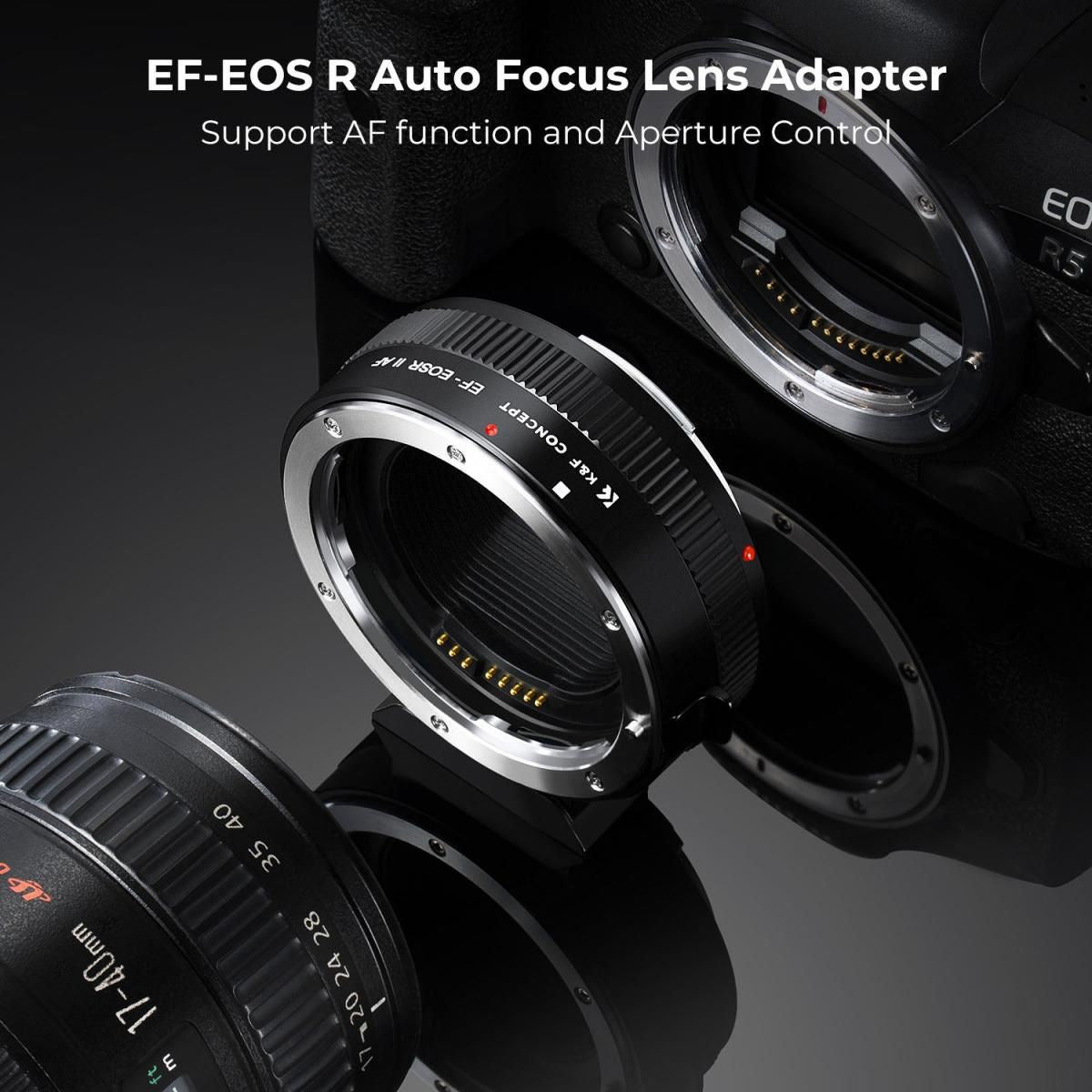 K&F Concept EF-EOS R High-Speed Auto Focus Adapter for Canon EF / EF-S Lens to R / RF Mount Full Frame & APS-C Camera EOS RP R R3 R6 R5 R50 R100