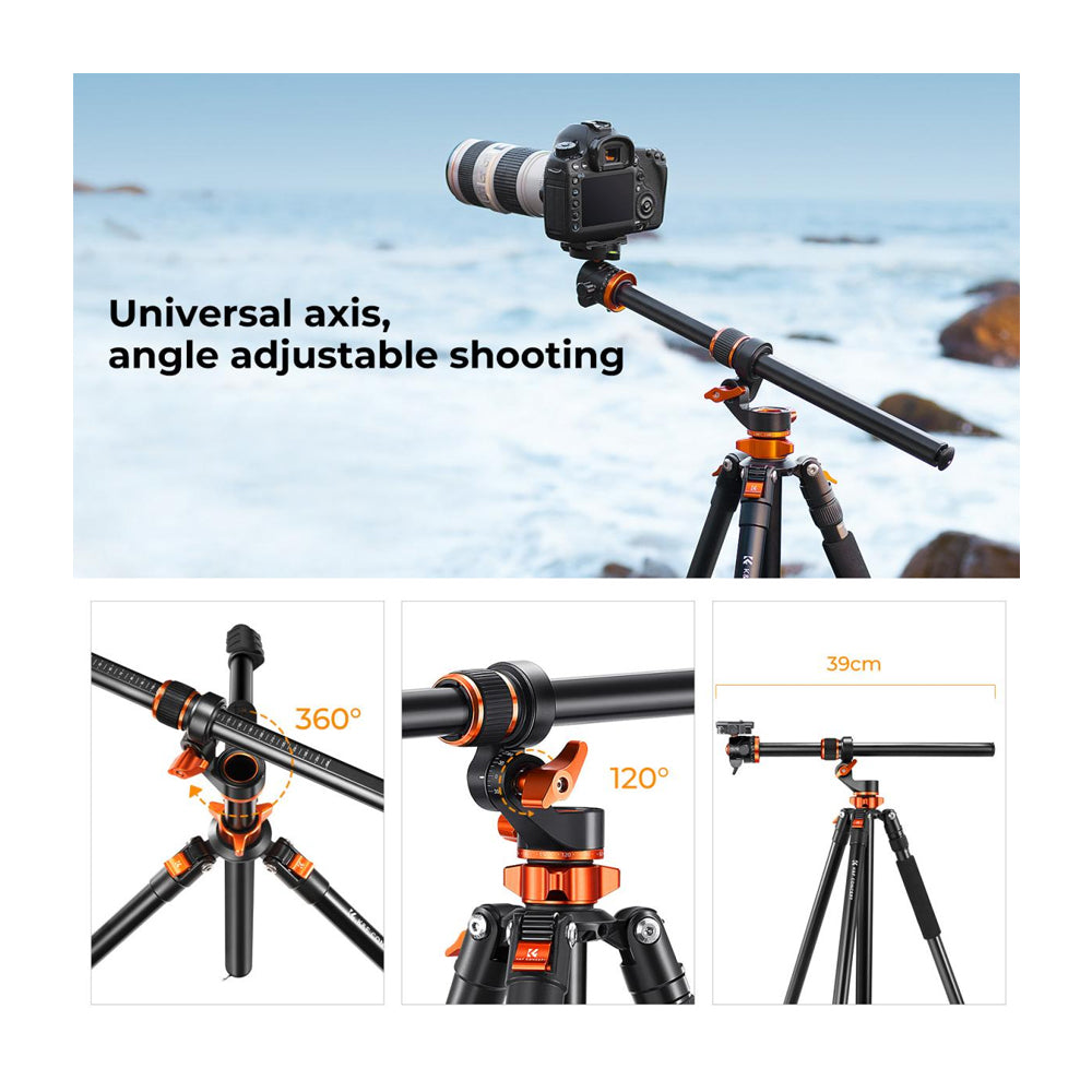 K&F Concept KF09 Series 2-in-1 Aluminum Multifunctional Camera Tripod Monopod Detachable 90"/2.3m Transverse Center with Inverted & Overhead Shooting, 10kg Load, Twist Lock, 28mm Metal Ball Head for DSLR/SLR, Mirrorless Camera | KF09-119