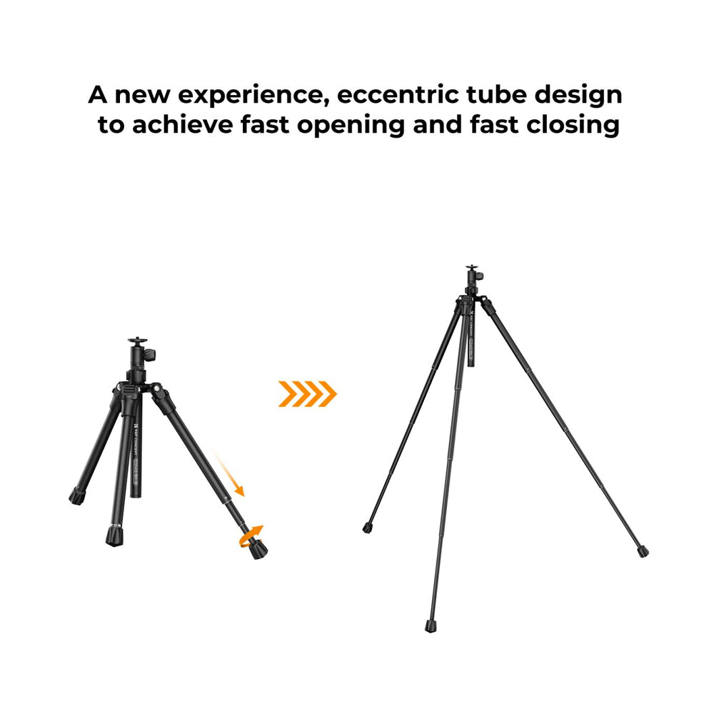 K&F Concept 2-In-1 Portable Vlogging Selfie Stick Tripod with Smartphone Holder, Bluetooth Remote Shutter Controller, and Ball Head - Eccentric Tube, 4-Section Legs, 67" Maximum Working Height, and 4kg Load Capacity for Phones and Cameras