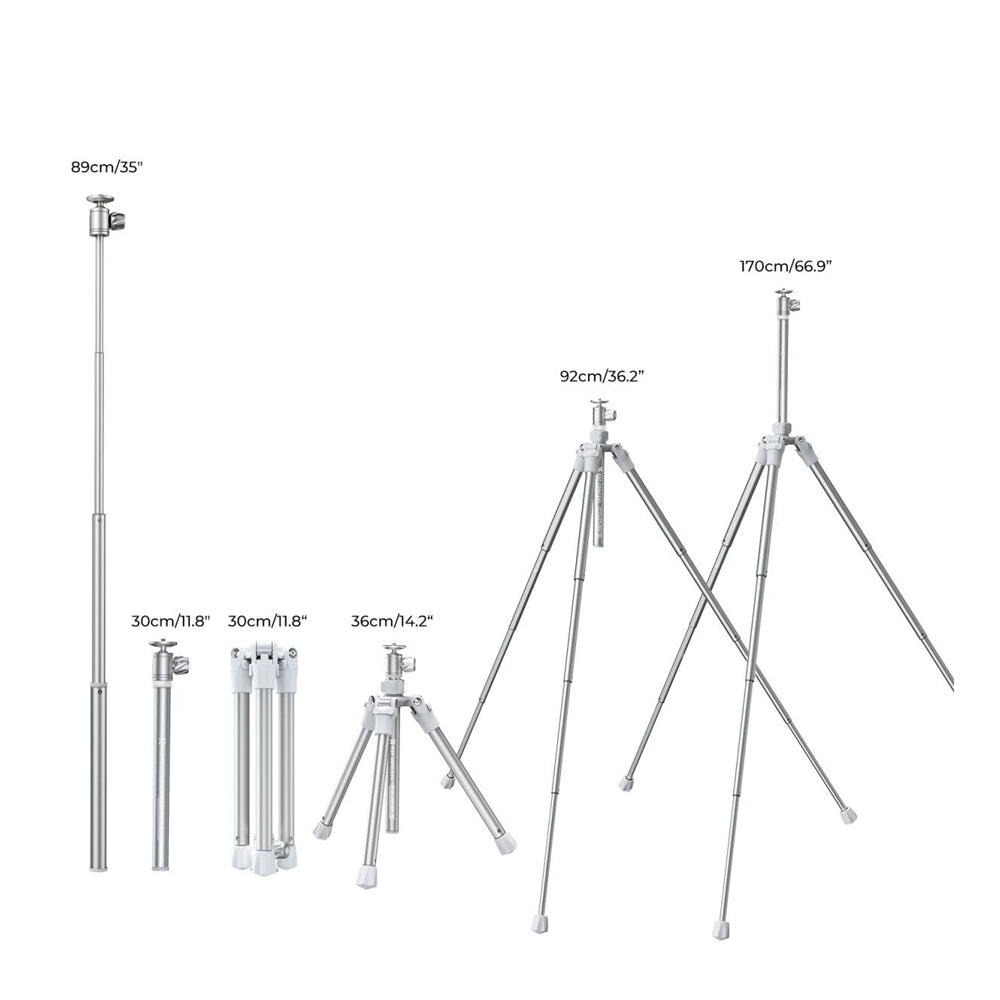 K&F Concept 2-In-1 Portable Vlogging Selfie Stick Tripod with Smartphone Holder, Bluetooth Remote Shutter Controller, and Ball Head - Eccentric Tube, 4-Section Legs, 67" Maximum Working Height, and 4kg Load Capacity for Phones and Cameras