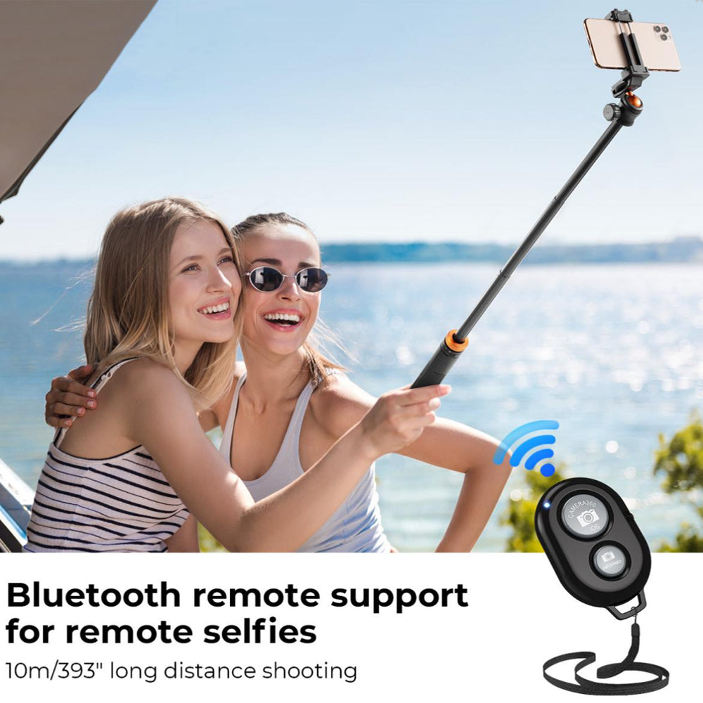 K&F Concept MS04 62" Retractable Selfie Stick Tripod with Built-In Mobile Phone Clip Holder, Action Camera Mount Adapter, Bluetooth Remote Control for Smartphones, Digital Camera, Video Fill Light, Camcorder, GoPro Hero, Insta360, DJI Osmo