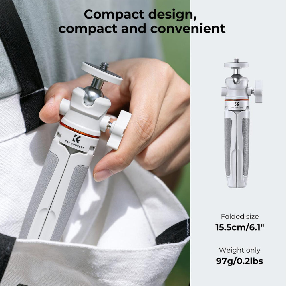 K&F Concept MS02 13" Retractable Selfie Stick Tripod with Mobile Phone Clip Holder, Bluetooth Remote Control, 1\4" Attachment Thread for Digital Camera, Smartphones, Video Fill Light, Camcorder, GoPro, Insta360, DJI Osmo