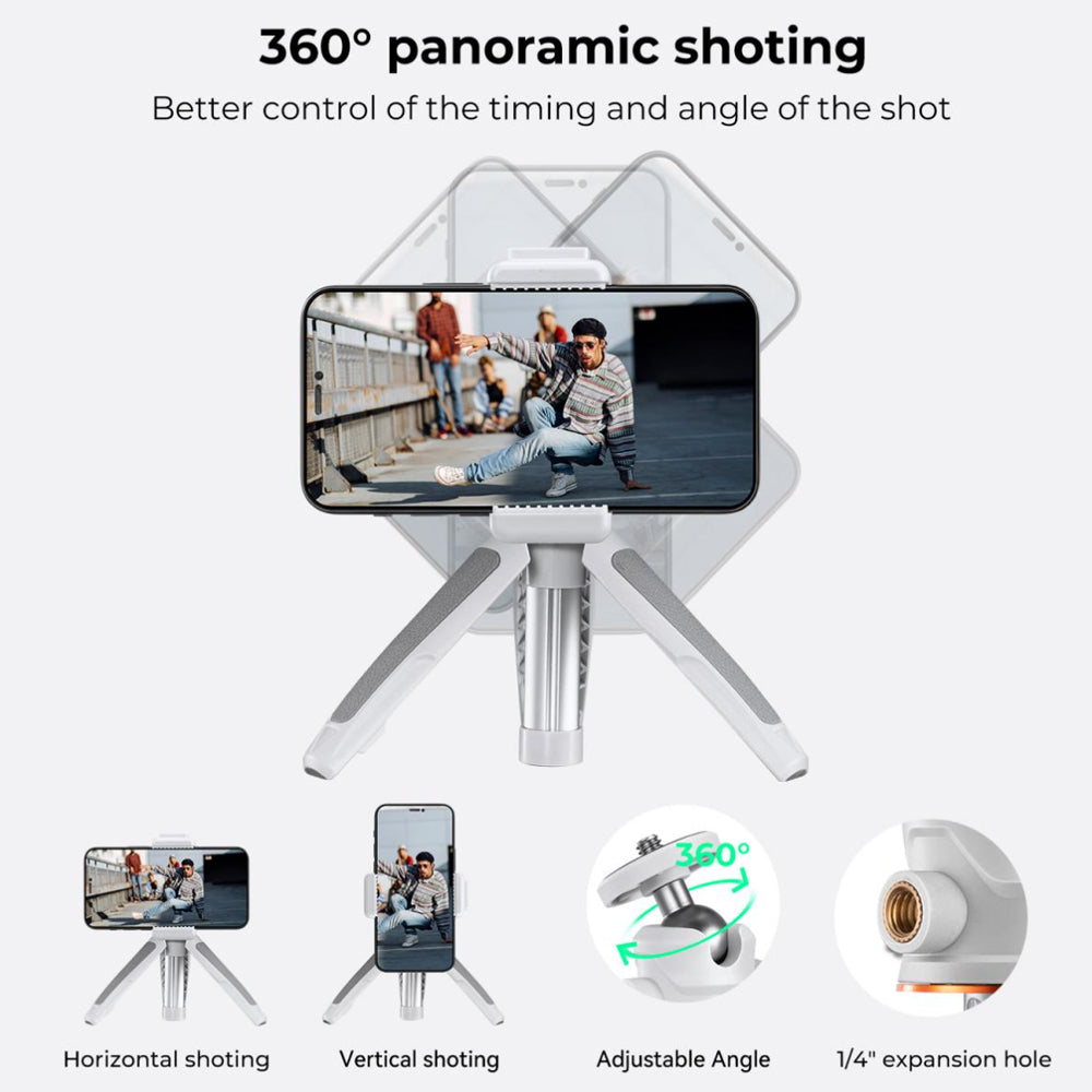K&F Concept MS02 13" Retractable Selfie Stick Tripod with Mobile Phone Clip Holder, Bluetooth Remote Control, 1\4" Attachment Thread for Digital Camera, Smartphones, Video Fill Light, Camcorder, GoPro, Insta360, DJI Osmo